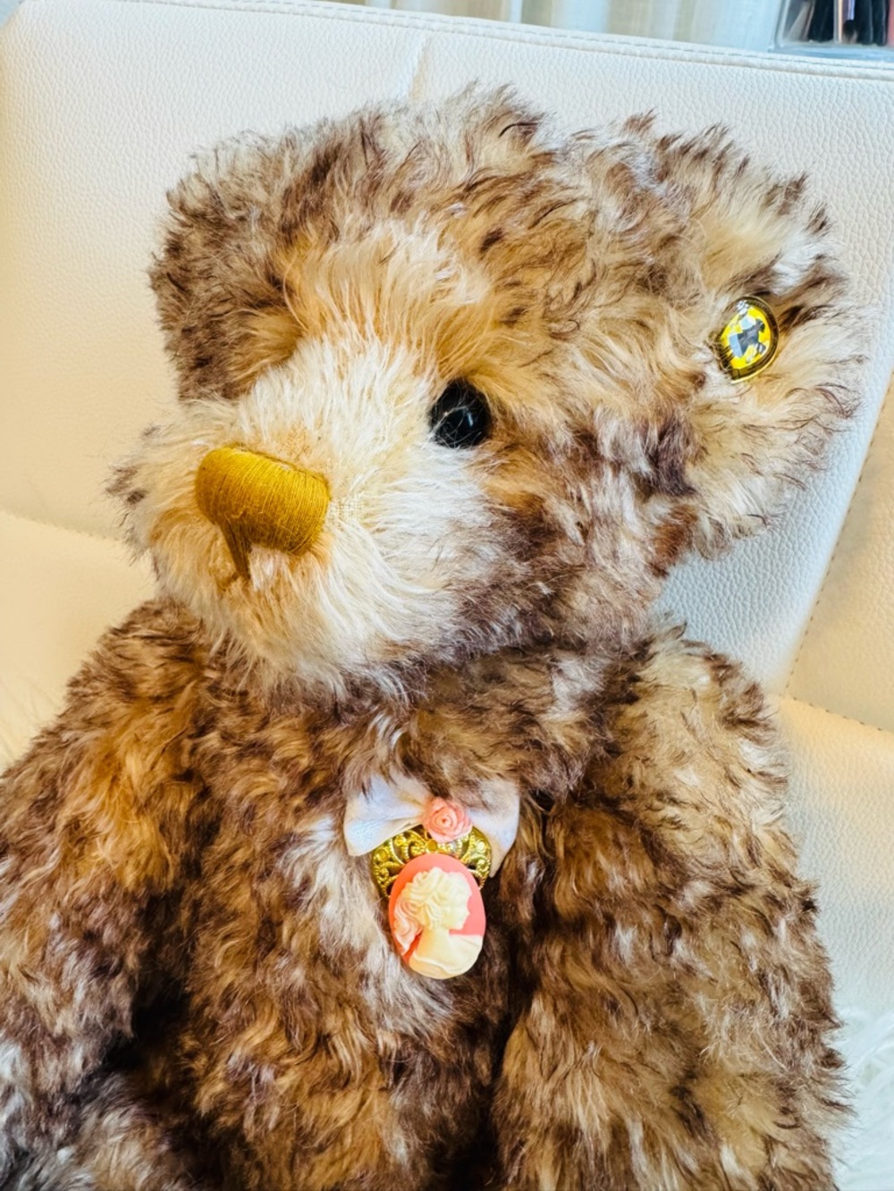 Vintage Knickerbocker Toy Co Mohair Teddy Bear - Jointed - Cameo Pin 12